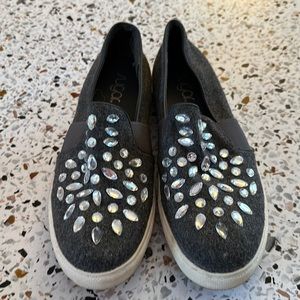 Sugar Womens sneakers Flats Espadrilles grey rhinestone bedaxzled 8.5 Medium